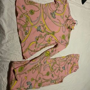 Emilio pucci pants set mock neck blouse and pants elastic waist